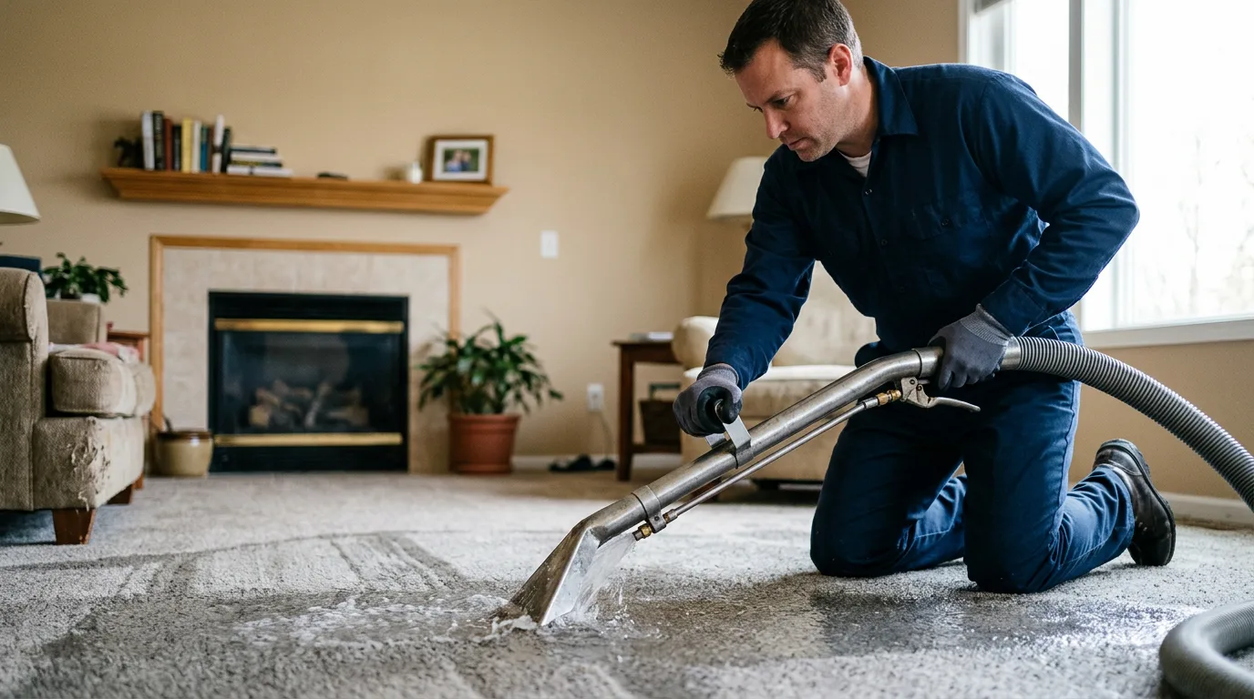 Water damage restoration technician working near Pesotum, IL